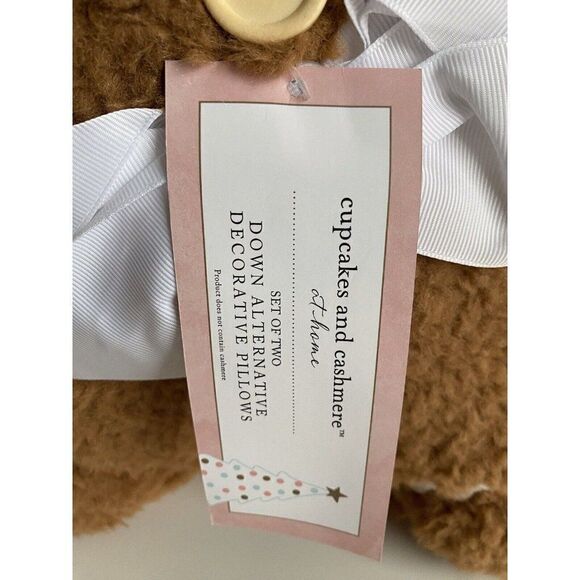 Set Of 2 Cupcakes and Cashmere Gingerbread Boy and Girl Soft Sherpa Pillows NEW - Picture 3 of 11